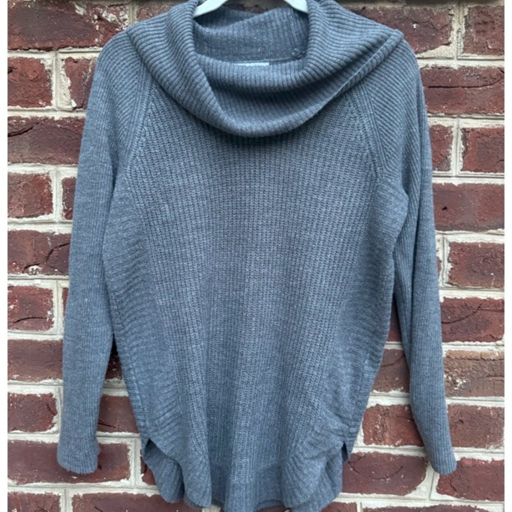 Grey Scoop Turtle Neck Sweater